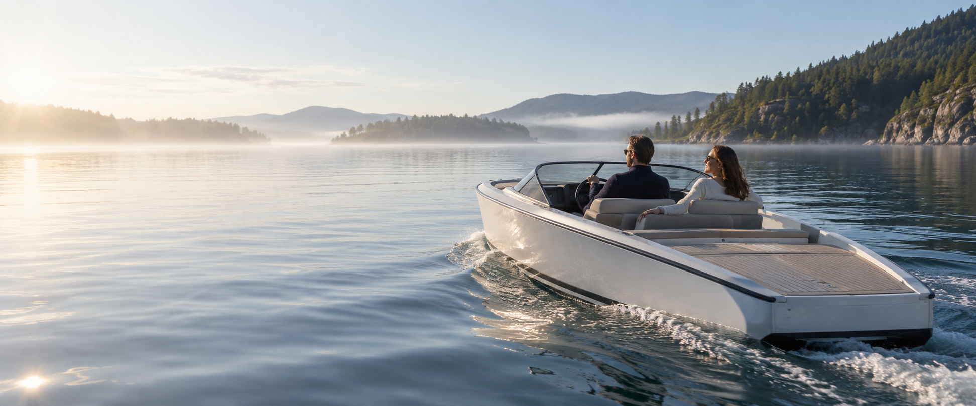 Generated lifestyle concept of a small boat resting on a calm lake at dawn.