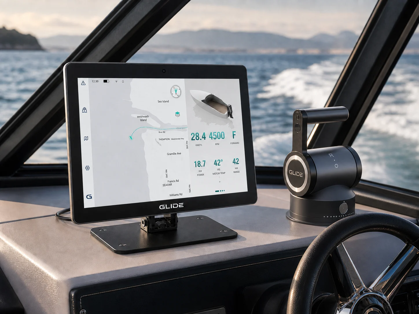 GLIDE onboard computer shown in a helm setting, from supplied images.